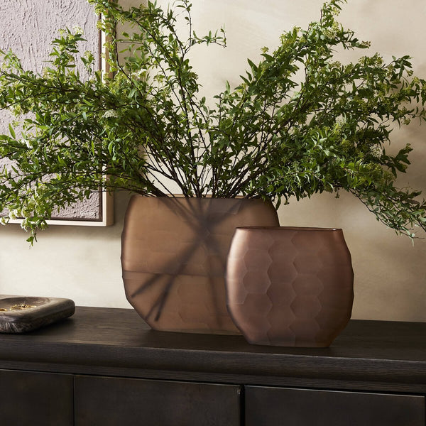 Textured Oval Glass Vases